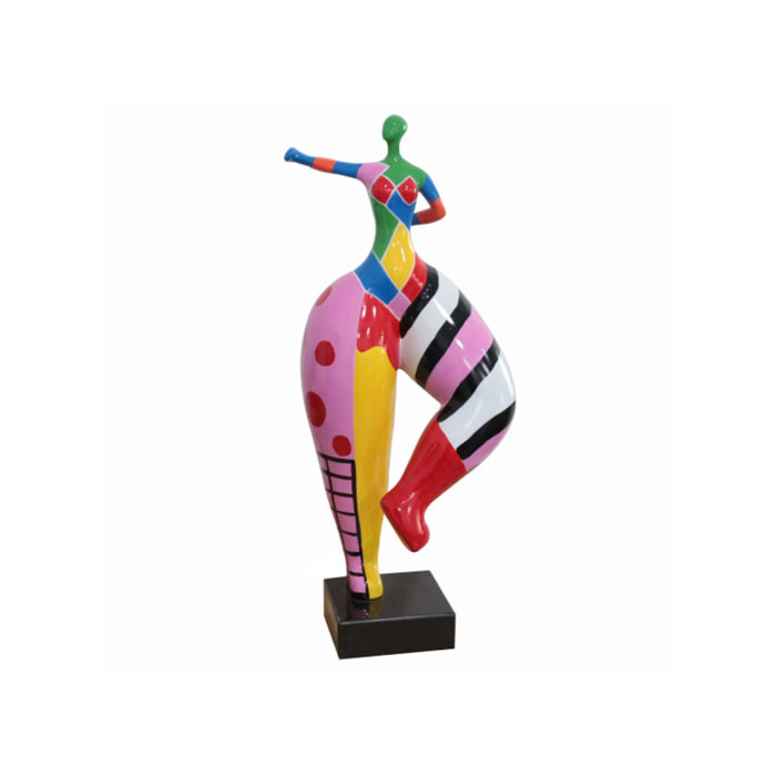 Statue femme qui danse en résine multicolore H68cm - SUMA 02