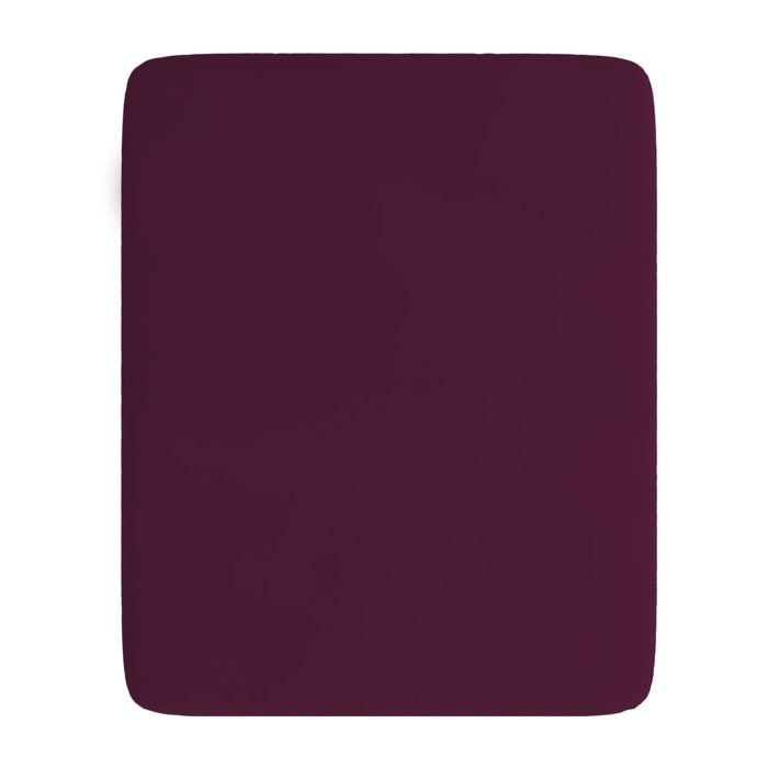 LENZUOLO SOTTO CON ANGOLI MAX COLOR, 100% Cotone, Made in Italy - PRUGNA