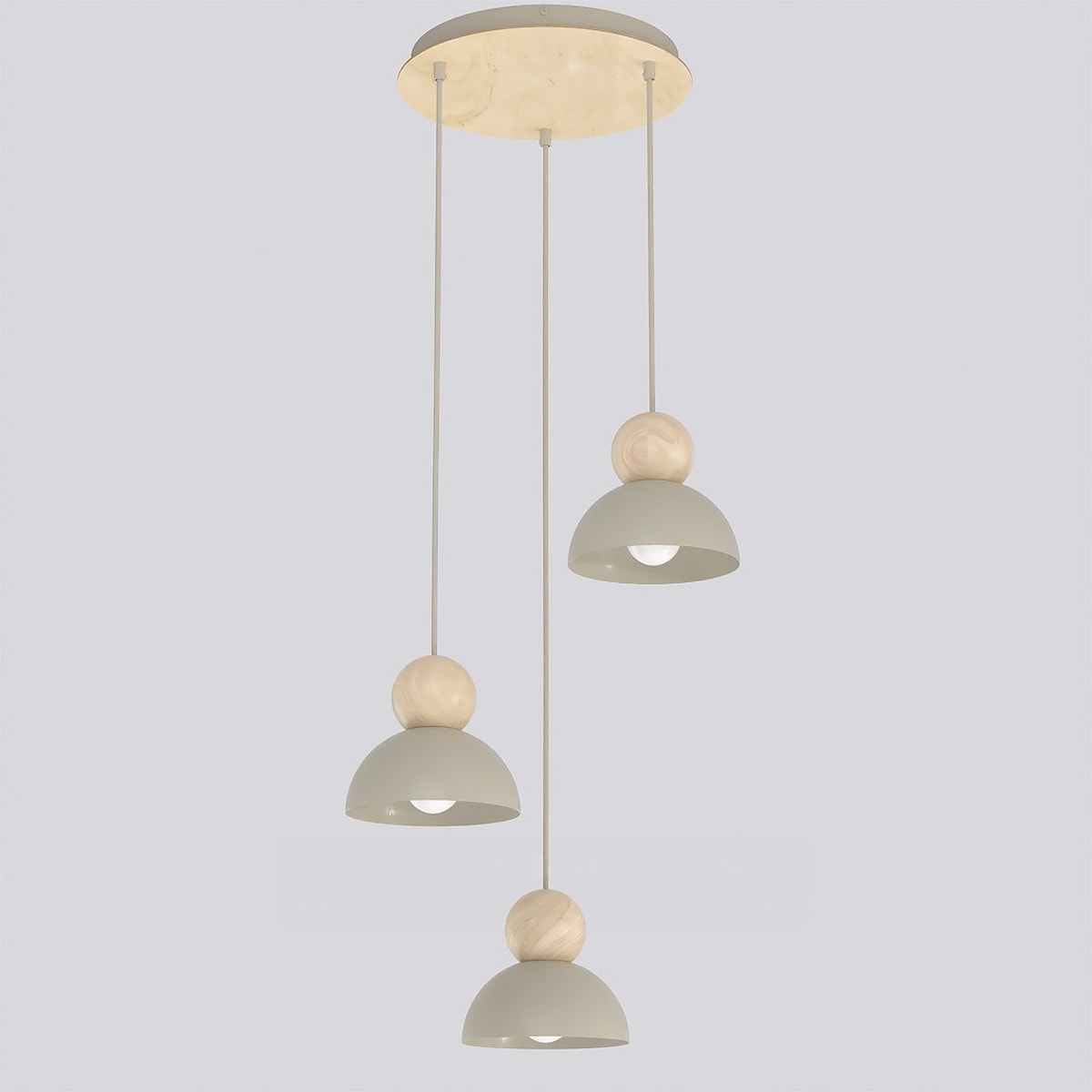 Lampada a sospensione KAKI in acciaio mokka e legno naturale