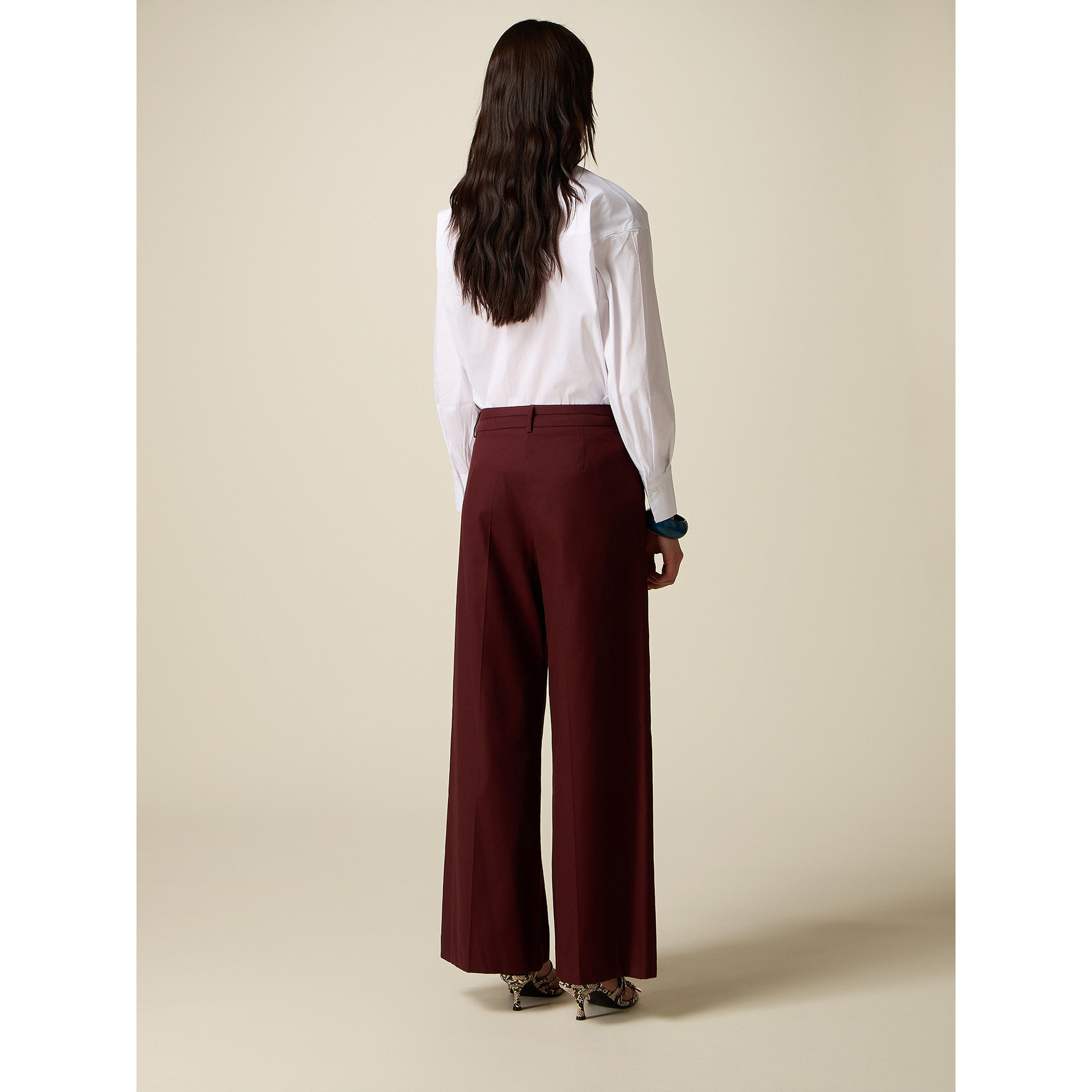 Oltre - Pantaloni palazzo misto cotone - Marrone