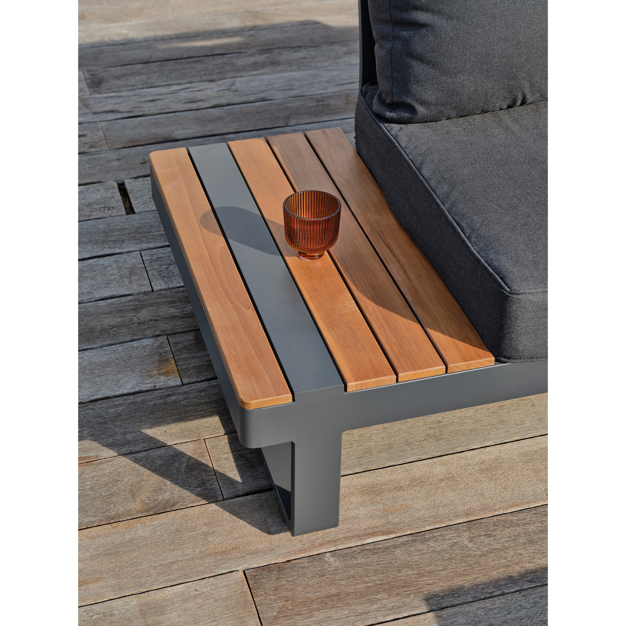 ALICANTE - Salon de jardin d'angle 6 places en teck et aluminium