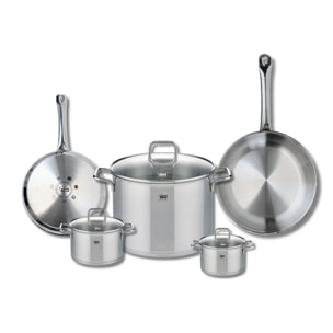 Set de 2 Poêles de cuisson 24 et 28 cm et 3 faitouts 12, 14 et 26 cm Elo Profi Citrin