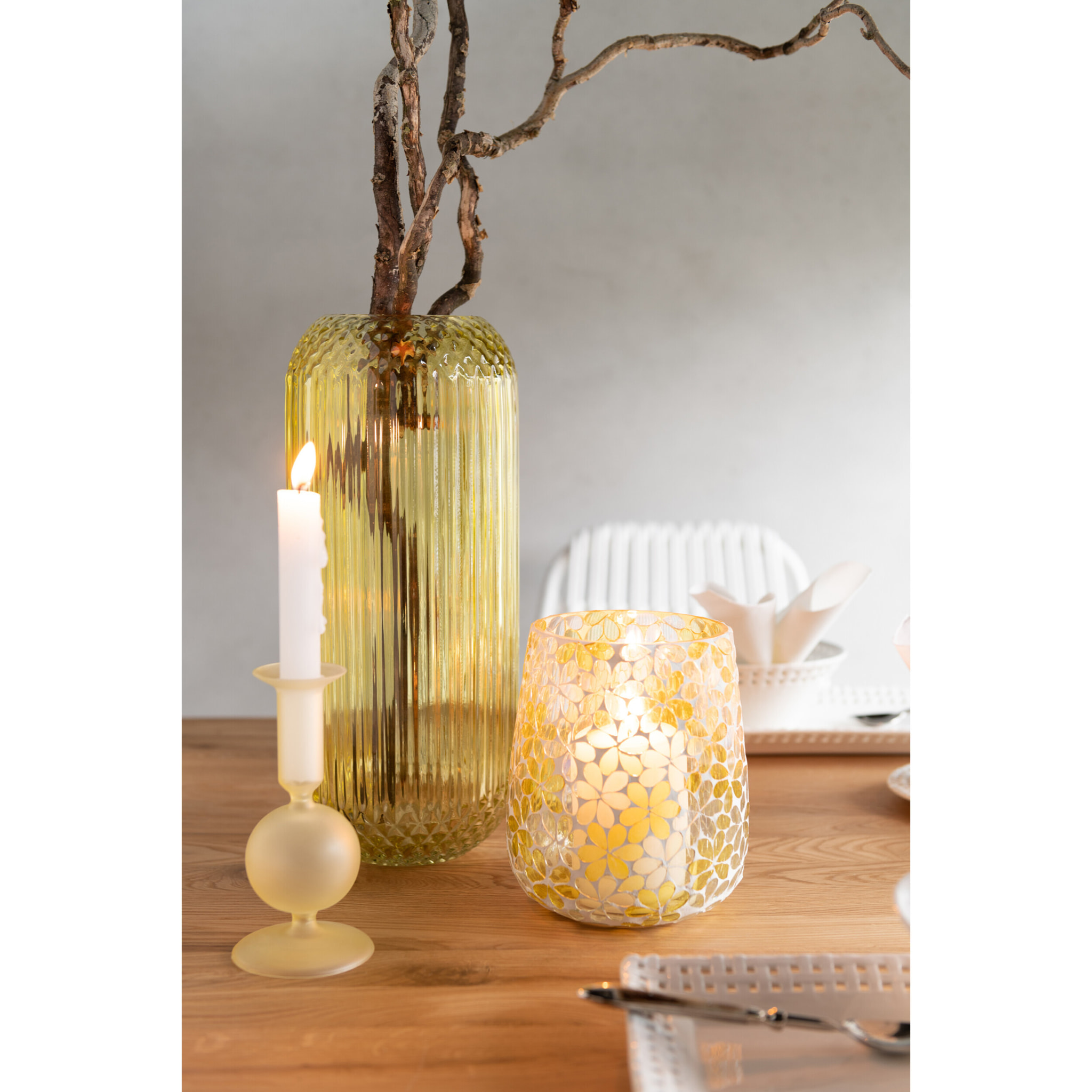 J-Line chandelier Boule - verre - transparent/jaune clair - small - 2 pcs