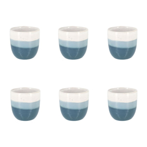 Lot de 6 tasses expresso bleus en grès 11cl RIGA