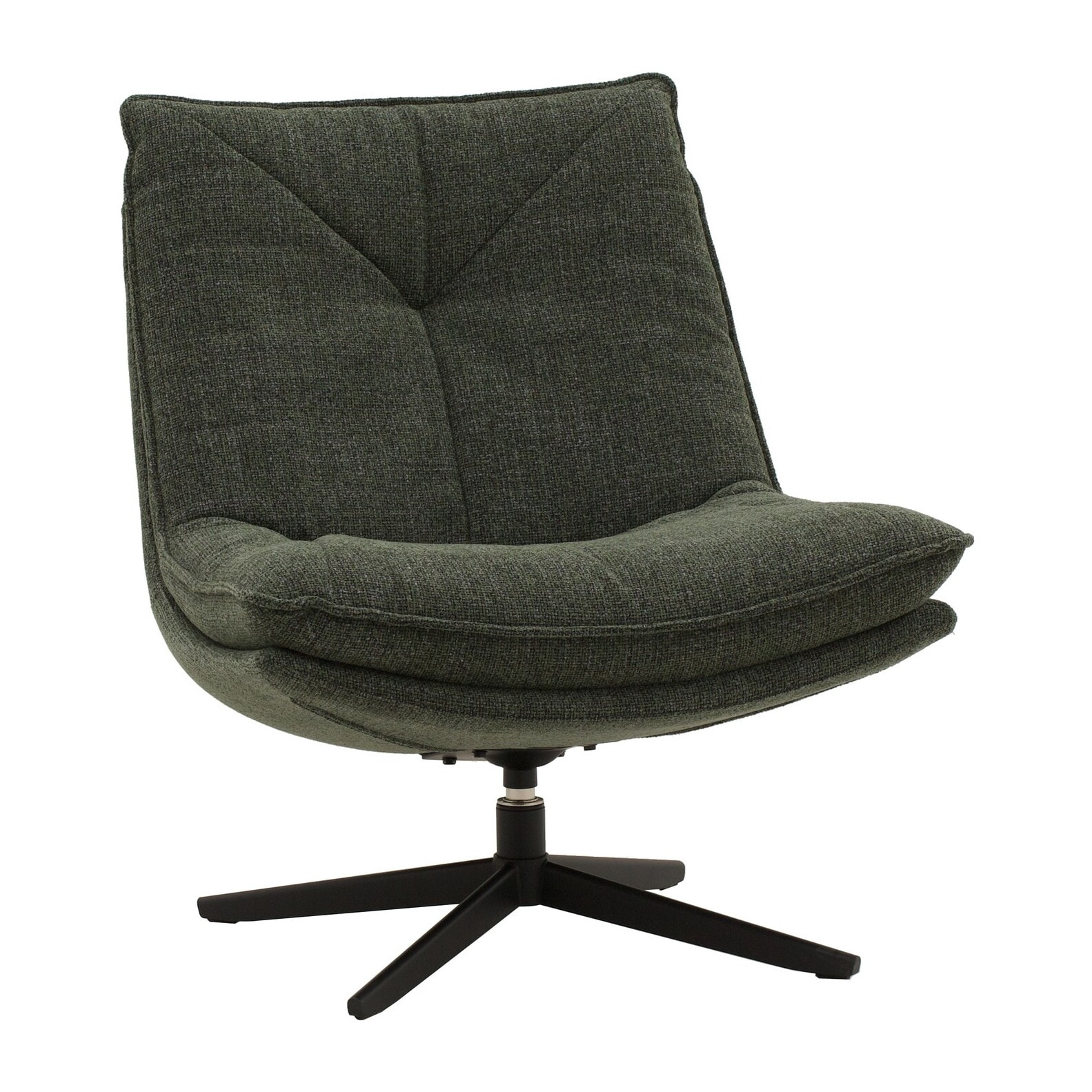 Poltrona girevole BRIKELL in tessuto verde scuro e base in metallo nero