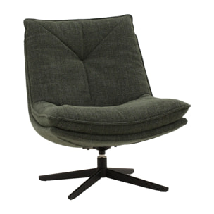 Poltrona girevole BRIKELL in tessuto verde scuro e base in metallo nero