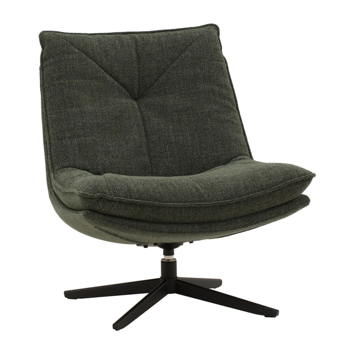 Poltrona girevole BRIKELL in tessuto verde scuro e base in metallo nero