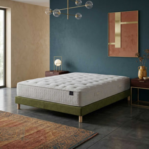 Ensemble matelas ressorts ensachés SÉLÉNÉ 2, accueil latex, H26 cm, sommier vert