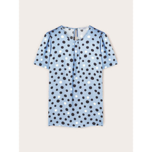 Motivi - Blusa in raso fantasia a pois - Azzurro