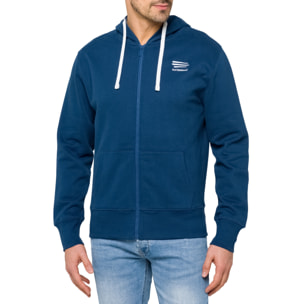 Felpa WAISAI full zip con cappuccio in cotone Blu chiaro