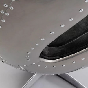 Fauteuil pivotant Lounge noir et gris rivets Kare Design