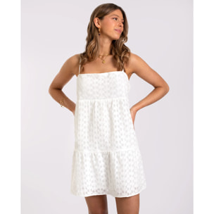 Vestido corto bordado con tirantes