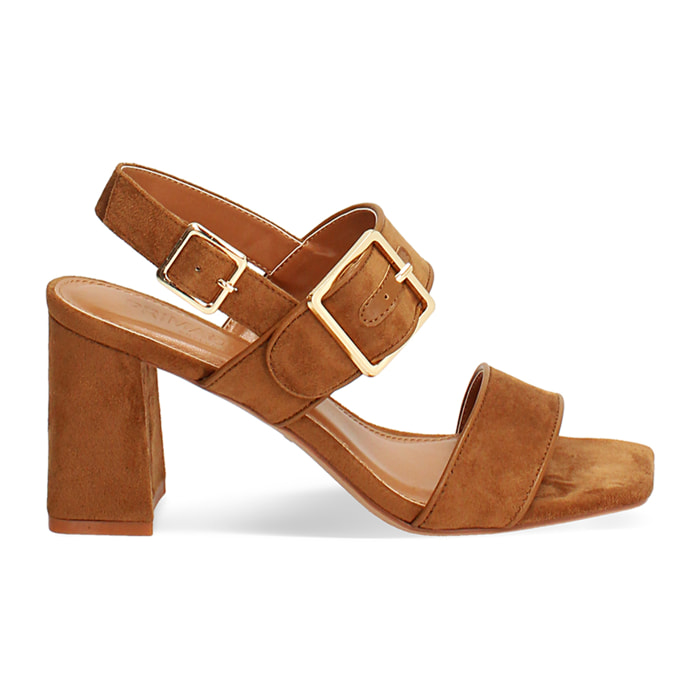 Sandalias cognac con tacón de 7,5 cm