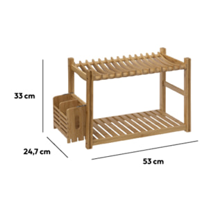 Égouttoir 2 niveaux et couverts Bambou