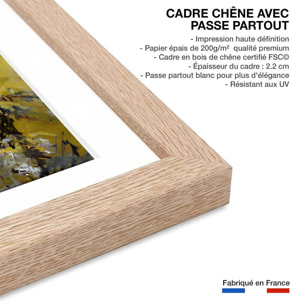 Affiche paysage rural automnal Affiche + cadre en bois - Chêne