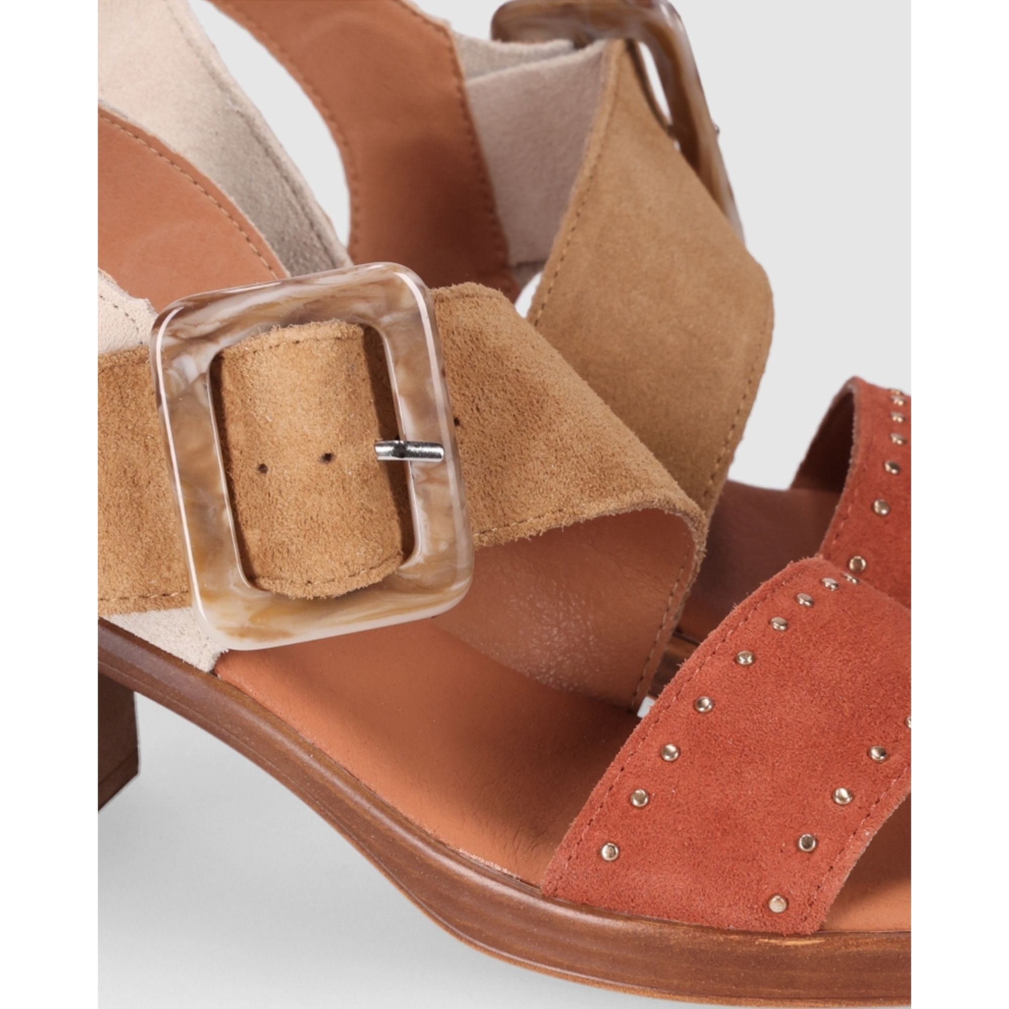 Sandalias de Serraje - Multi-Marron - Tacón: 5 cm