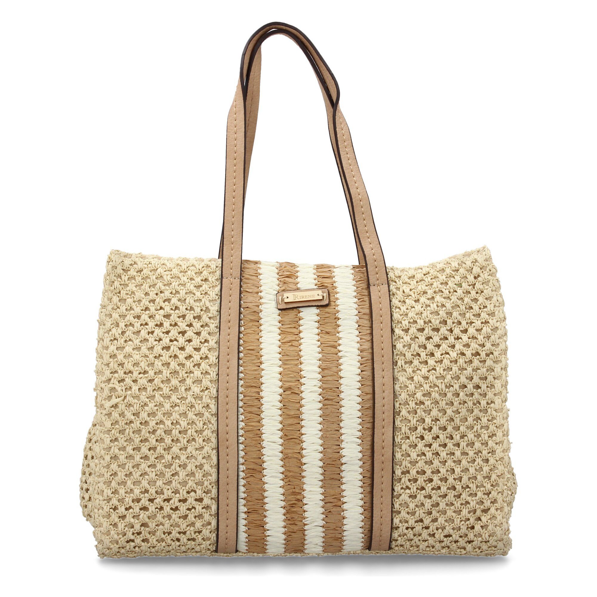 Bolso de hombro para mujer de rafia, diseño moderno con adornos, comodo.