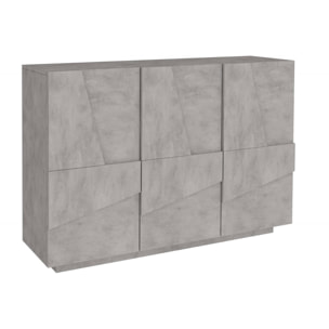 Mobile da ingresso a 3 ante e ripiani interni, Made in Italy, Entratina moderna, Credenza per atrio, cm 121x38h86, colore Grigio Ardesia