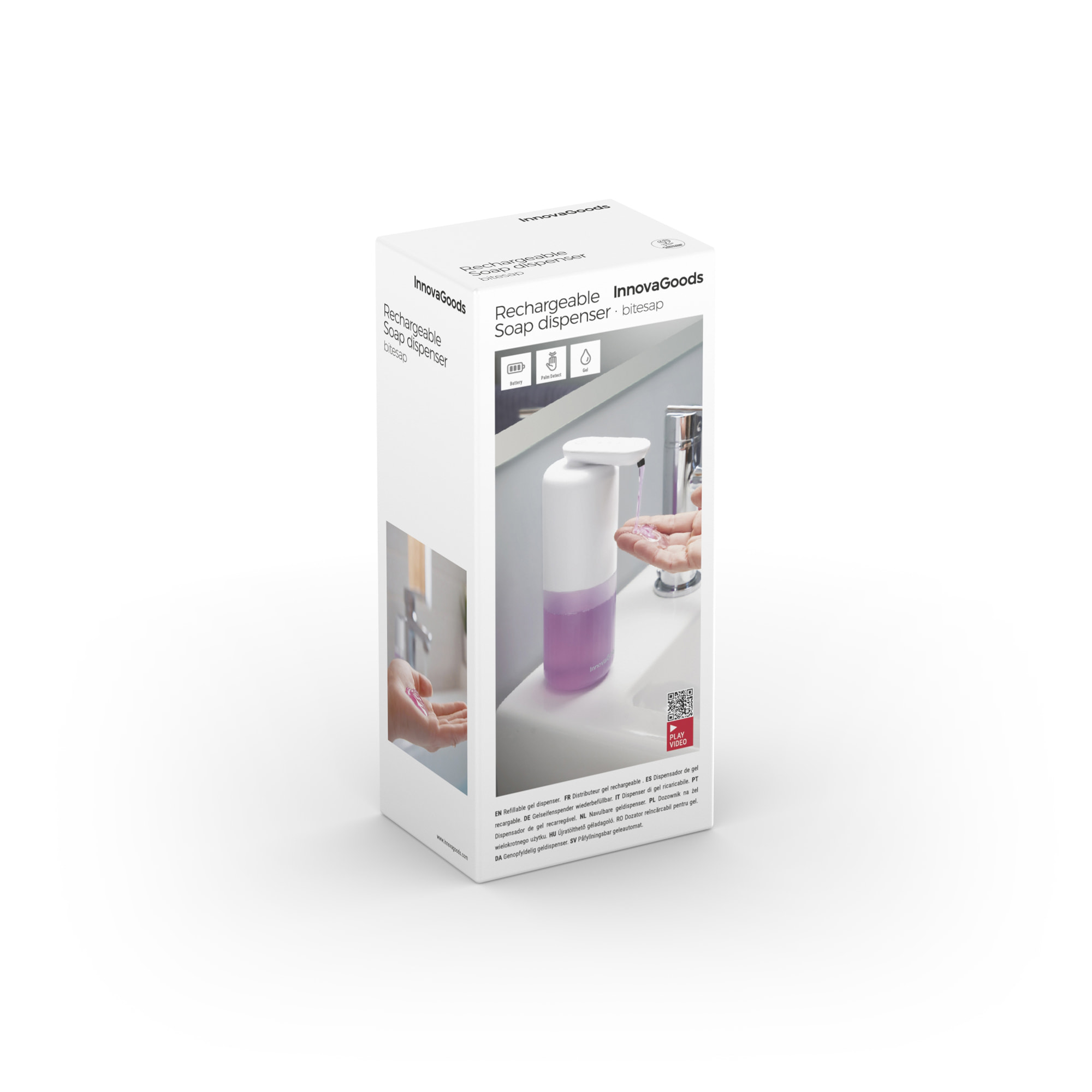 Dispenser di sapone liquido automatico ricaricabile Bitesap - bianco - 11x21,5x6,5 cm