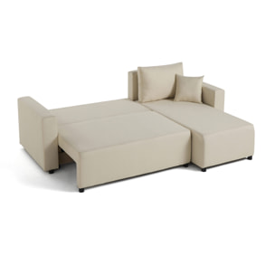 Regala - canapé d'angle réversible - 4 places - convertible avec coffre - en tissu - Beige