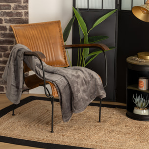 Plaid - flanelle - gris foncé - 125x150 cm