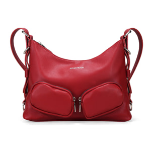 Bolso de hombro rojo con bolsillos