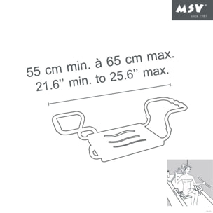 MSV Grand siège de baignoire extensible 50-70cm Gris - Max 120kg