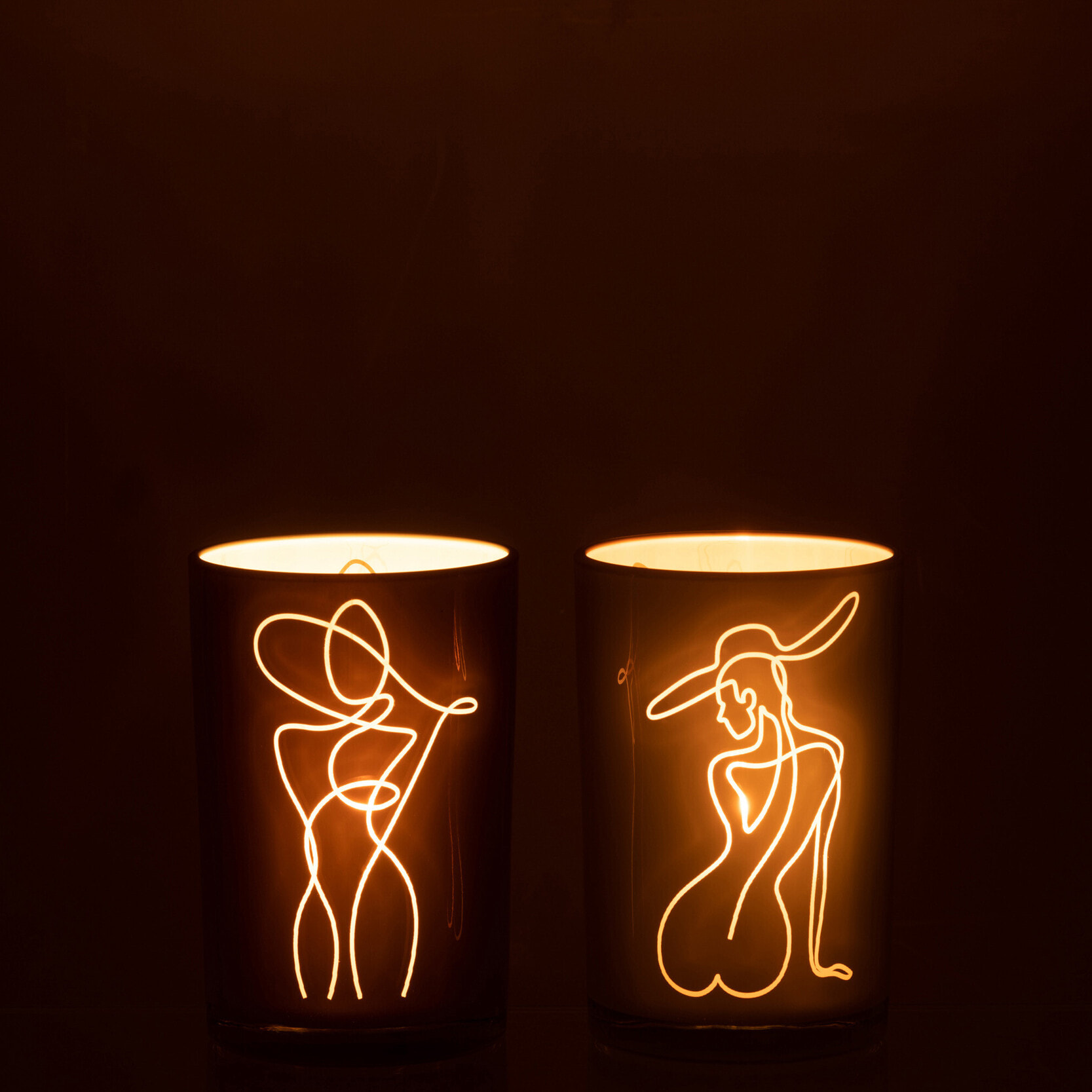 J-Line photophore Lady - verre - mix - large - 2 pcs