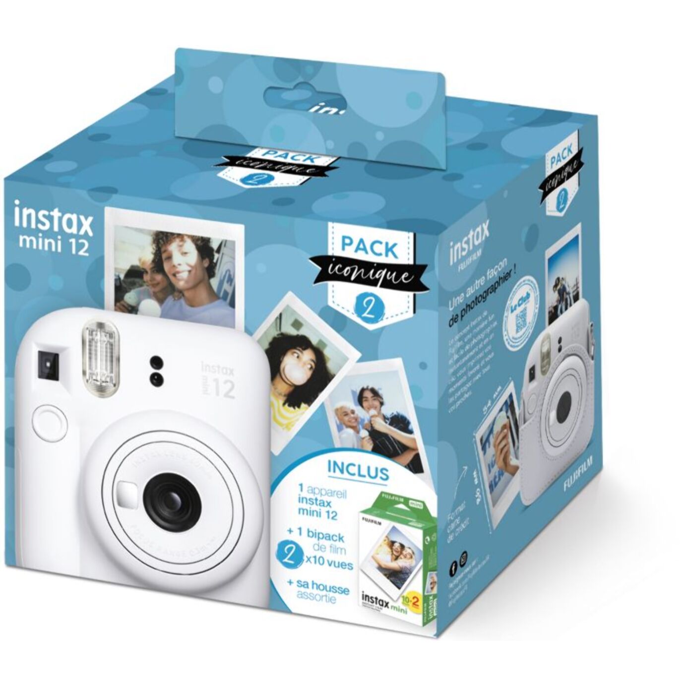 Appareil photo Instantané FUJIFILM Pack iconique instax mini 12 Blanc