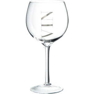 J-Line verre à Vin - verre - transparent/argent - 6 pcs