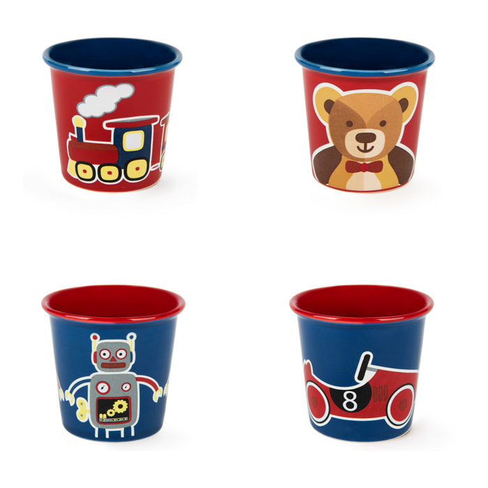 Set 4 Bicchierini Caffè Excelsa - Vintage Toys, New Bone China Multicolore