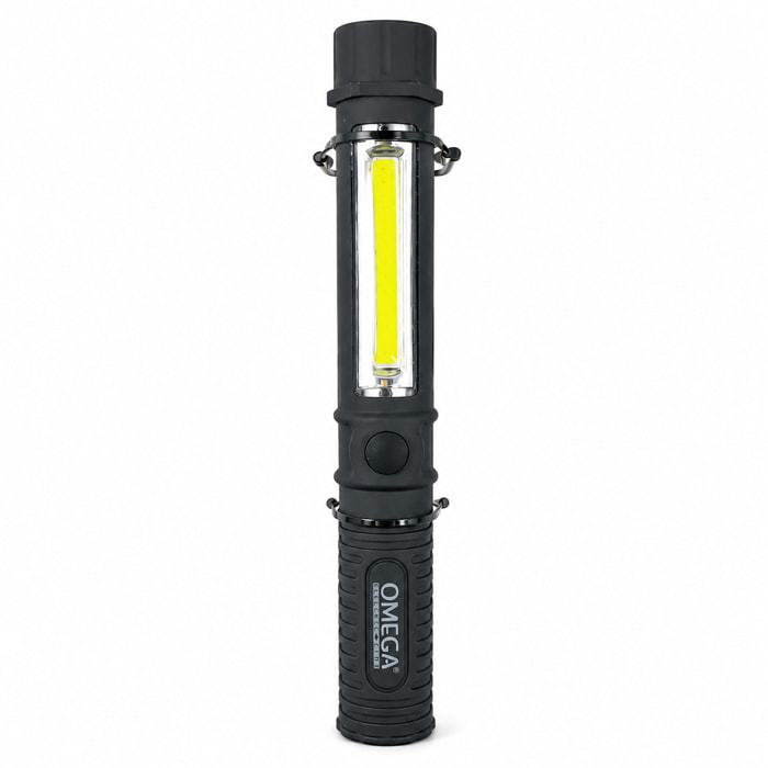 OMEGA Torcia Tascabile LED COB Pen Light Magnetica con Gancio 120+50 Lumen
