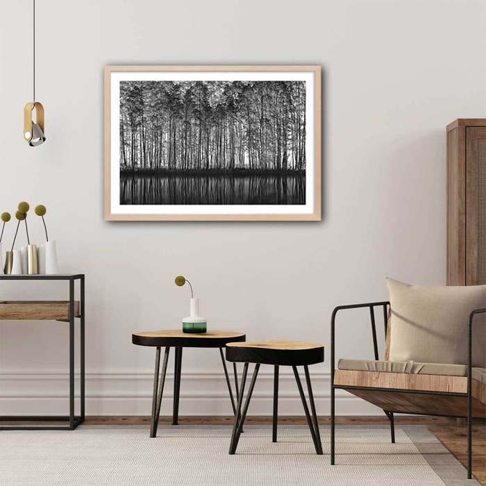 Affiche nature pointillisme Affiche sous cadre bois