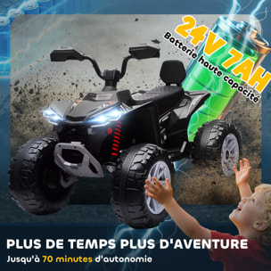 Quad électrique enfant 24V max. 6,5Km/h port USB, MP3 effets lumineux noir