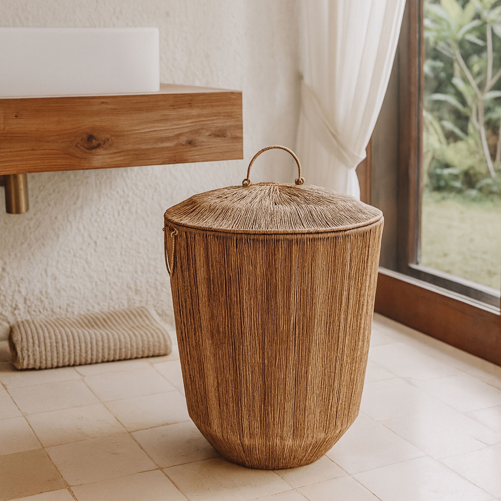 Panier en jute avec couvercle et poignées 45cm SIBU