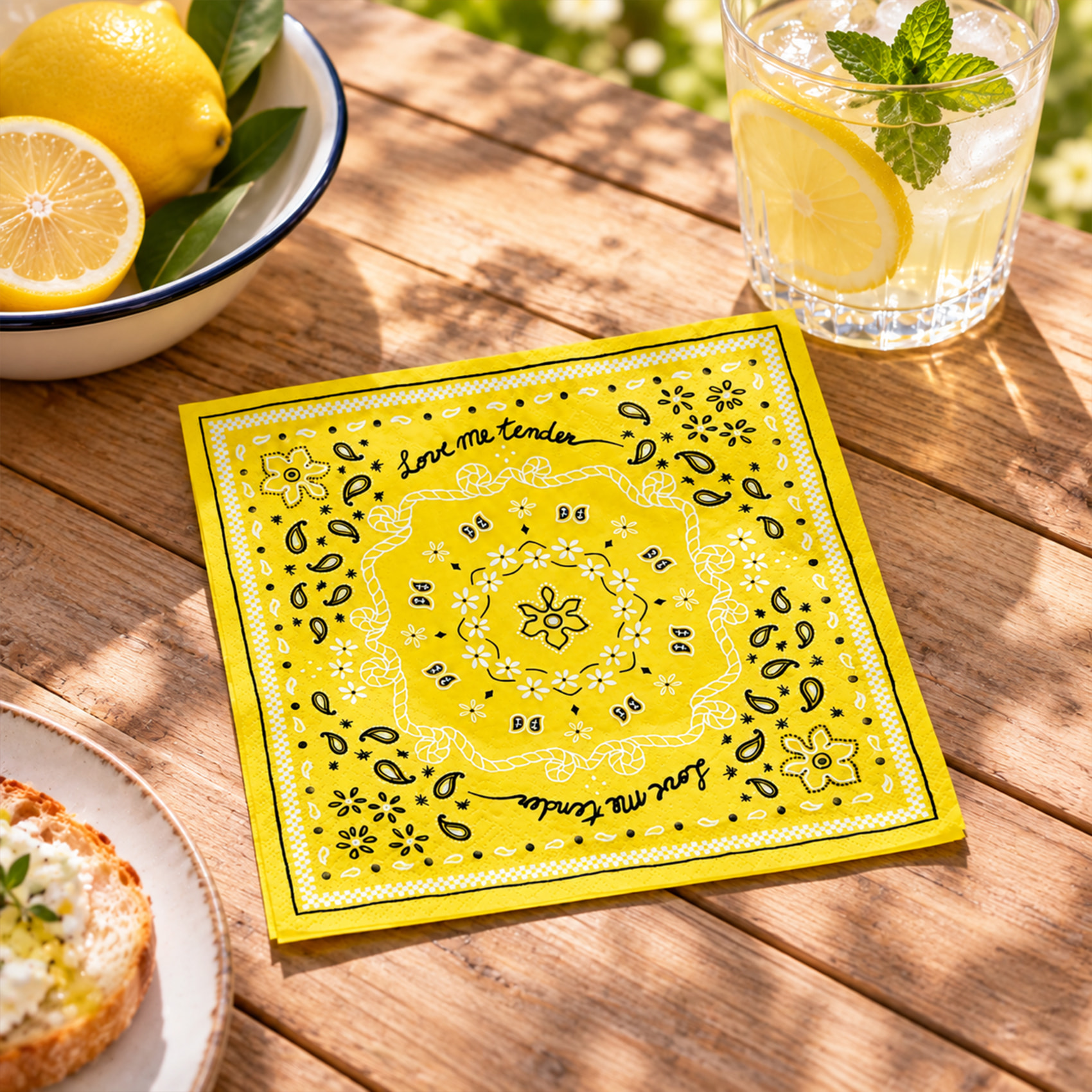 Lot de 20 serviettes papier bandana - Jaune
