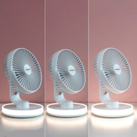 Ventilatore da scrivania ricaricabile con LED FanLed - 4000 mAh - bianco - Ø6,6'' - 17 x 23 x 17 cm