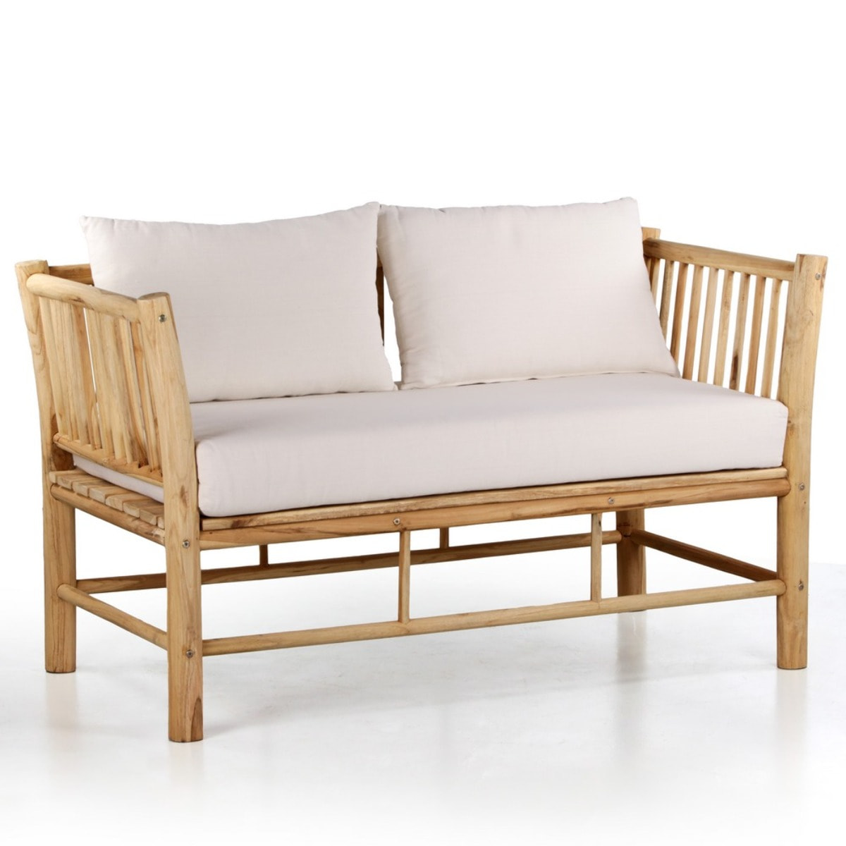 Divanetto da giardino 2 posti in teak con cuscini ecru - Shein