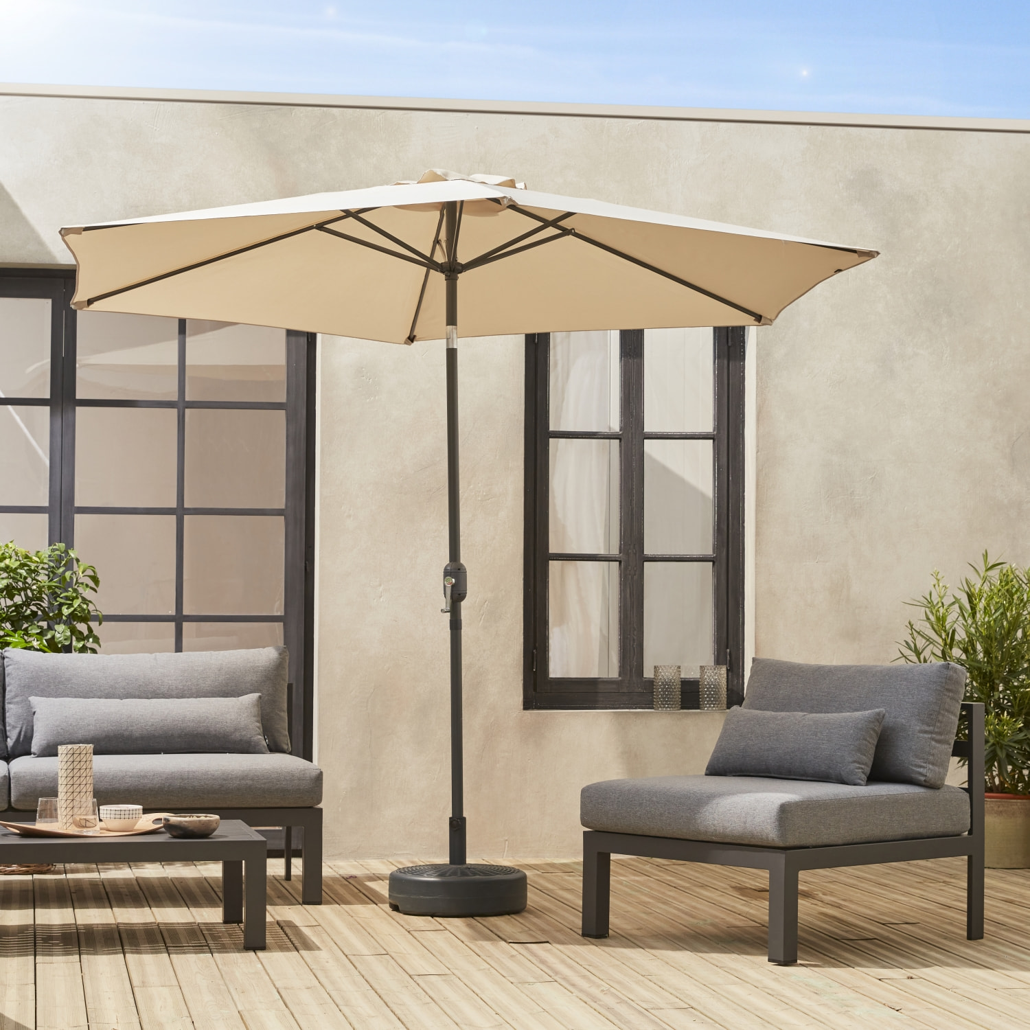 Parasol rond 3m avec mât central TOUQUET