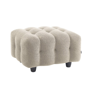Pouf. module pour canapé. repose-pieds pour canapé 3 places en bouclette texturée beige L 69 x P 59 x H 48cm - Leon