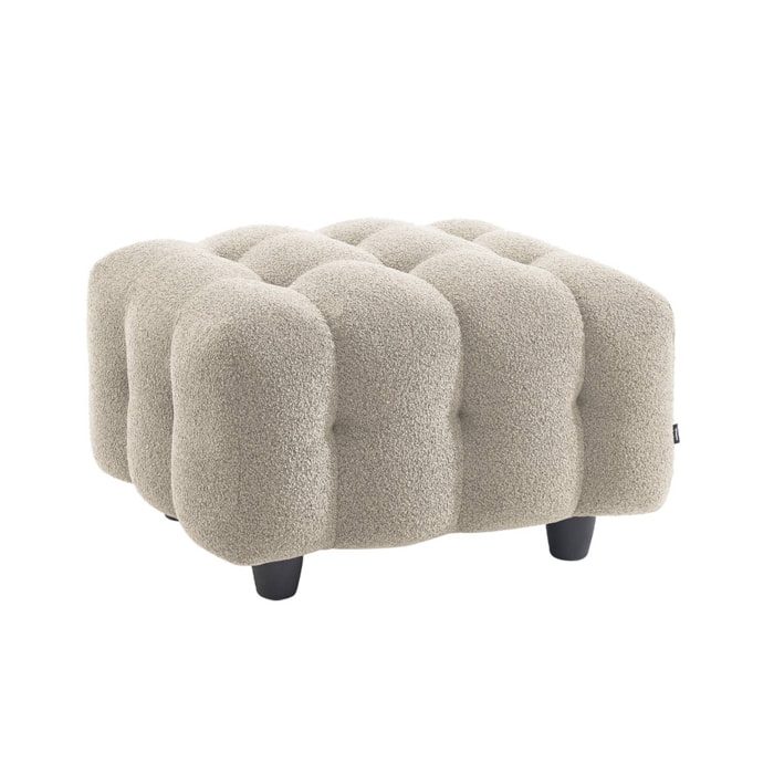 Pouf. module pour canapé. repose-pieds pour canapé 3 places en bouclette texturée beige L 69 x P 59 x H 48cm - Leon