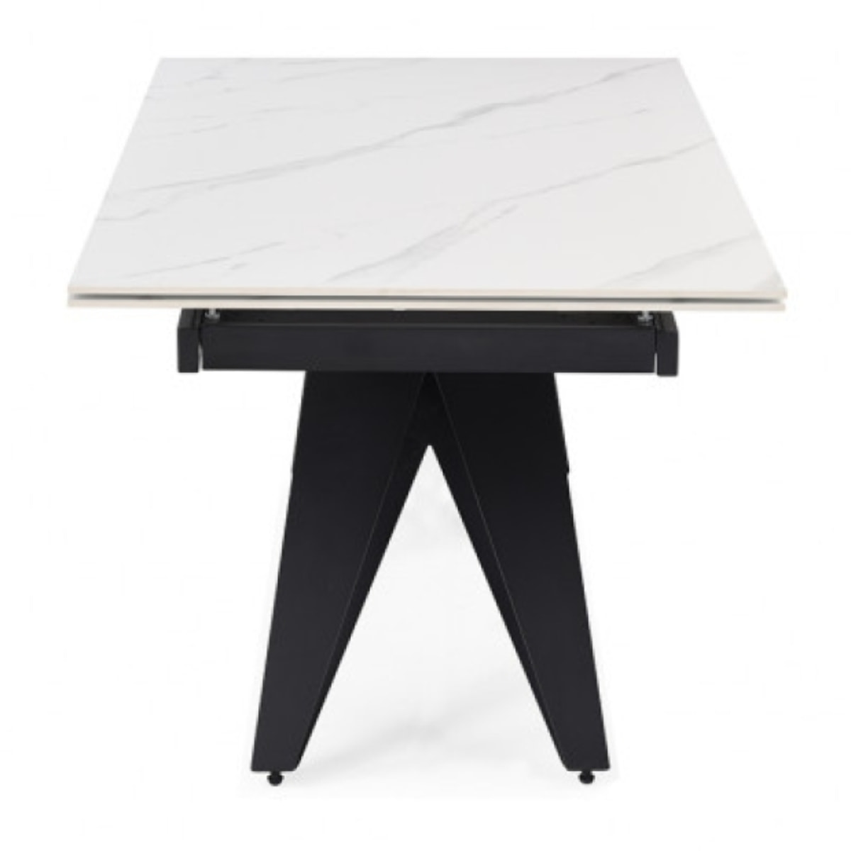 Table extensible en céramique marbre blanc L160/240cm - 9 piètements - UNIK