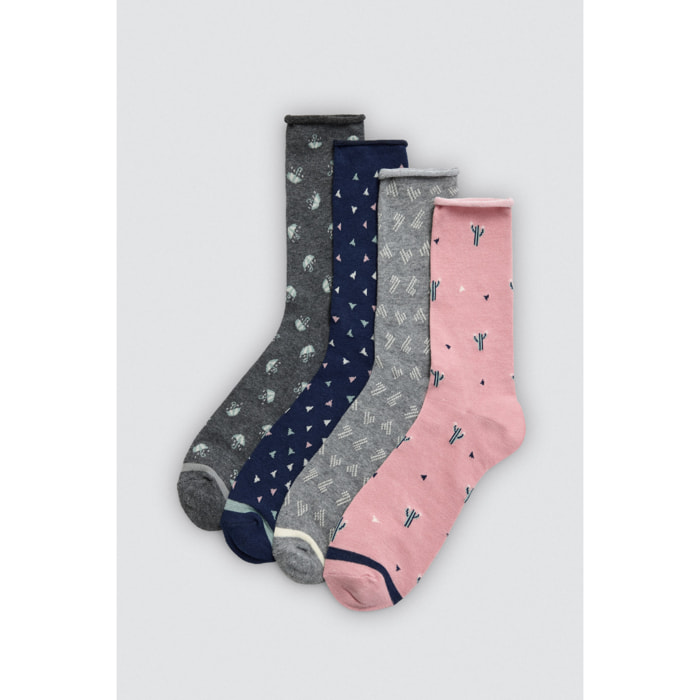 Confezione da 4 calzini termici stampati senza polsini