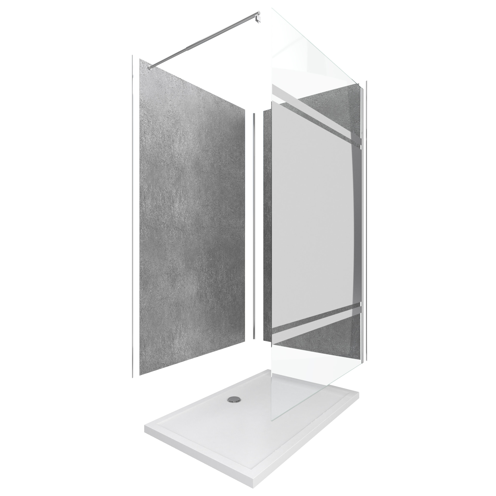 Ensemble complet douche à l'Italiennne avec Receveur 120x90 + Paroi miroir + Panneaux muraux