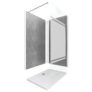 Ensemble complet douche à l'Italiennne avec Receveur 120x90 + Paroi miroir + Panneaux muraux