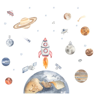 Sticker mural - Ambiance Sticker - PLANÈTE TERRE DANS L'ESPACE - 80x120cm