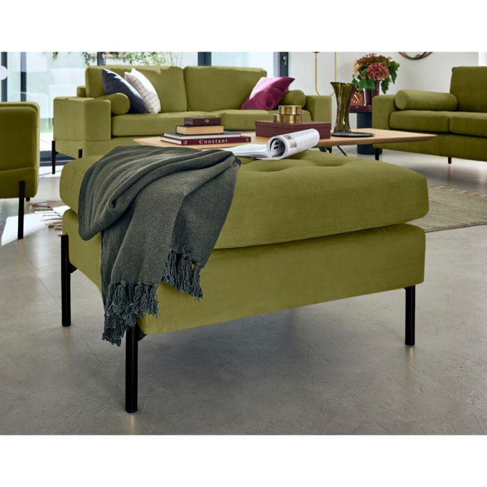 Isaure - pouf en velours - Vert Olive