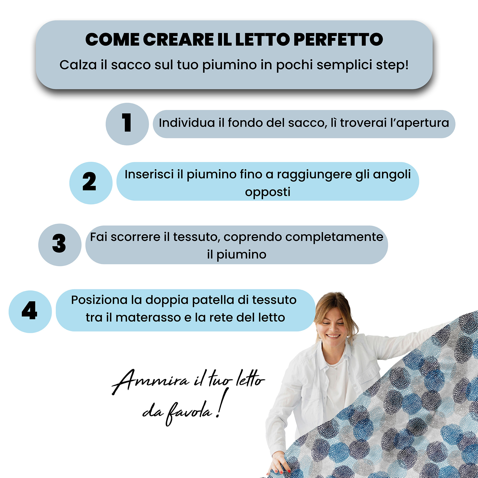 COPRIPIUMINO FANTASY, 100% Microfibra, No Stiro - SOFFIONI BLU