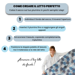 COPRIPIUMINO FANTASY, 100% Microfibra, No Stiro - SOFFIONI BLU