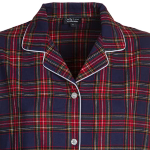 PIGIAMA DONNA in flanella scozzese blu, rosso e verde